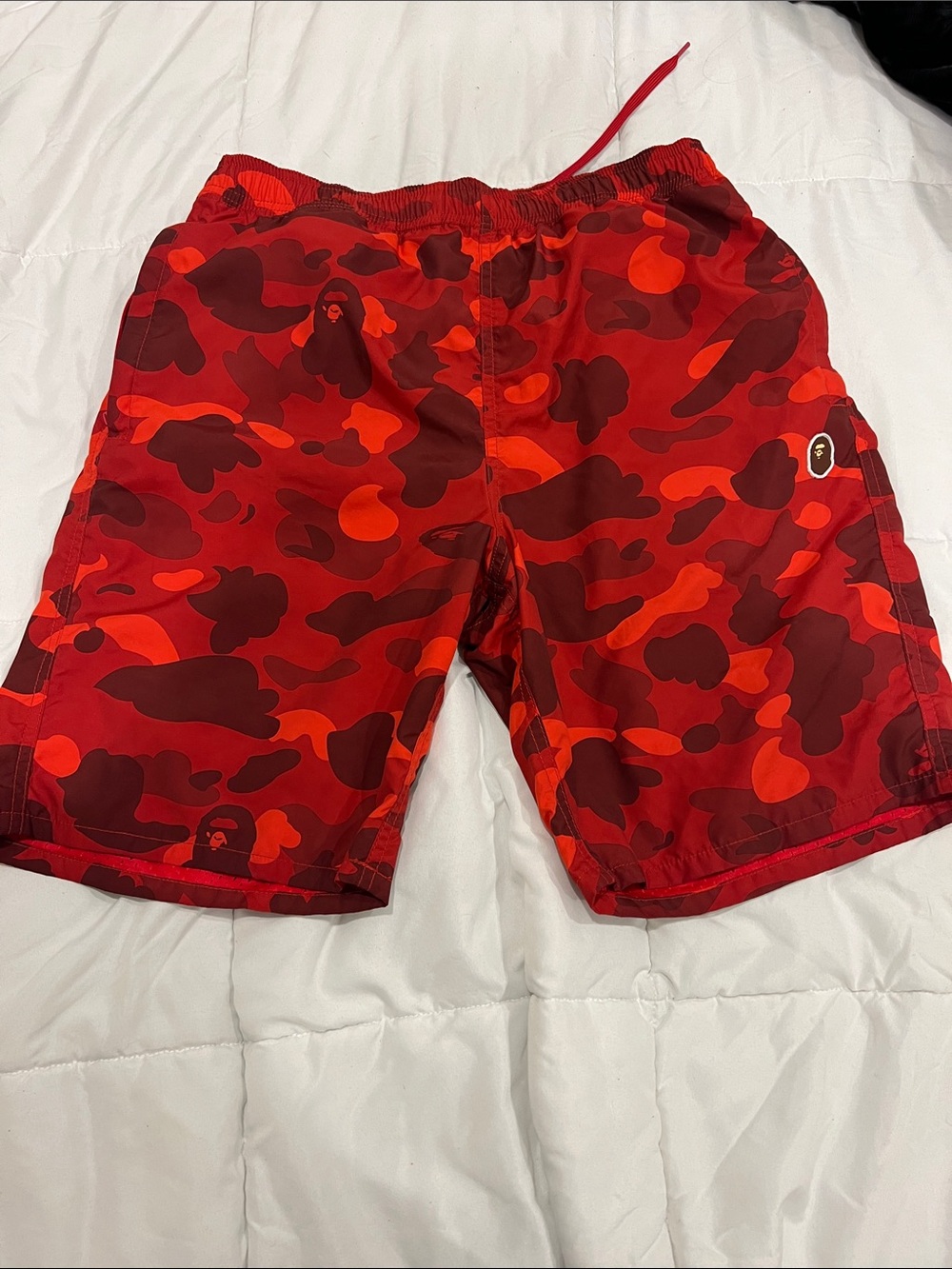 A Bathing Ape (BAPE) Red Camo Athletic Shorts